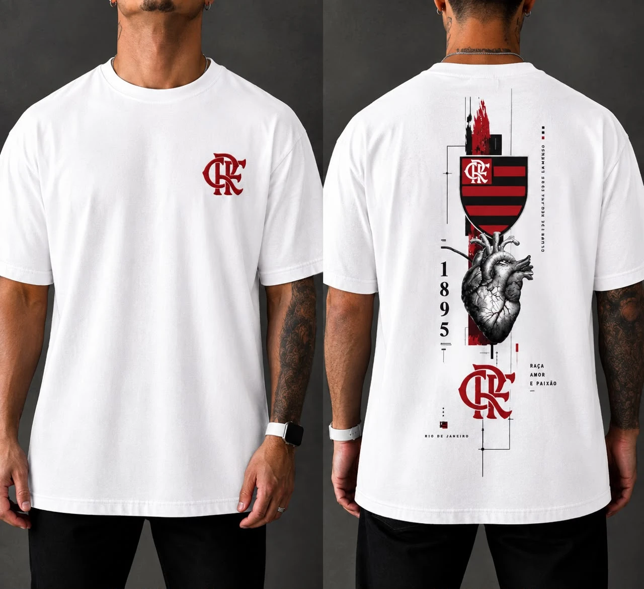 Camiseta Flamengo Coração 1895 Branca